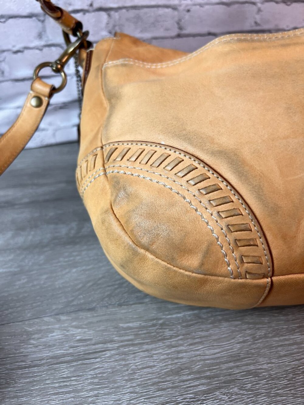 Limited Rare Coach Poppy Whipstitch 19004  Vachetta Tan Leather Bag Braided - Picture 6 of 7